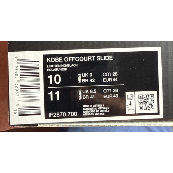 Nike Kobe Off Court Slides-Lightning Yellow-Black Mamba‎ Logo-Mens Size 10-NIB - Picture 7 of 7